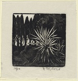 Artist: b'OGILVIE, Helen' | Title: b'The garden' | Date: c.1940 | Technique: b'wood-engraving, printed in black ink, from one block'