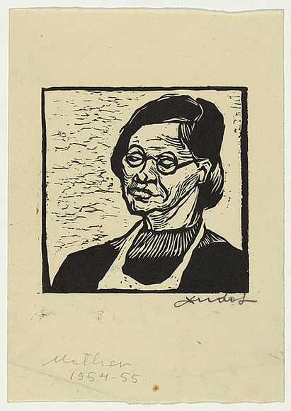 Artist: b'Groblicka, Lidia.' | Title: b'Mother' | Date: 1954-55 | Technique: b'woodcut, printed in black ink, from one block'