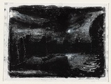 Artist: AMOR, Rick | Title: not titled (dark landscape). | Date: 1989 | Technique: monotype, printed in black ink, from one plate; gouache addition