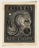 Title: Ex libris - Alexey Stucken | Technique: woodcut, printed in black ink, from one block