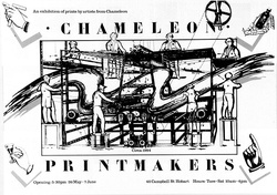 Artist: b'ARNOLD, Raymond' | Title: b'Chameleon printmakers. An exhibition of prints by artists from Chameleon.' | Date: 1984 | Technique: b'screenprint, printed in black ink, from one stencil'