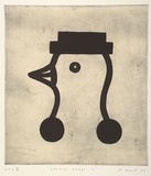 Artist: Band, David. | Title: Lester leaps in | Date: 1995, September - October | Technique: etching, lift-ground and aquatint, viscosity printed in colour, from two plates