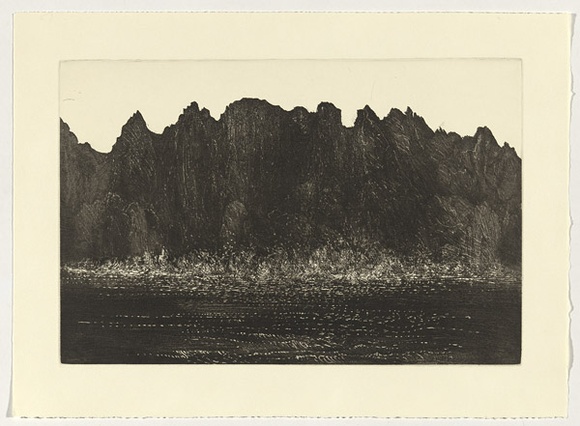 Artist: b'SELLBACH, Udo' | Title: b'not titled [cliffs]' | Date: c.1993 | Technique: b'etching, printed in warm black ink, from one plate'