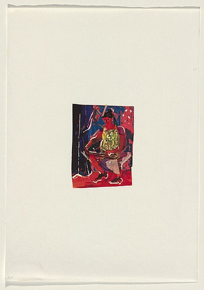 Title: b'not titled [seated woman with tray]' | Technique: b'screenprint, printed in colour, from multiple stencils'