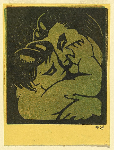 Artist: b'Bell, George..' | Title: b'not titled (mother and child).' | Date: c.1940 | Technique: b'linocut, printed in black ink, from one block'