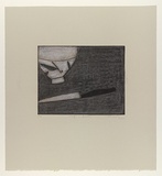 Title: Knife and bowl | Date: 2004 | Technique: etching, printed in black ink, from one plate; hand-coloured in pastel