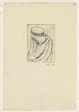 Title: not titled [abstracted male figure with headwear] | Date: 1962 | Technique: drypoint, printed in black ink, from one plate