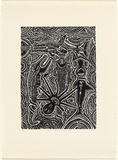 Artist: b'Nona, Dennis.' | Title: b'Funeral ceremony on Nagi Island' | Date: 1992 | Technique: b'linocut, printed in black ink, from one block' | Copyright: b'Courtesy of the artist and the Australia Art Print Network'