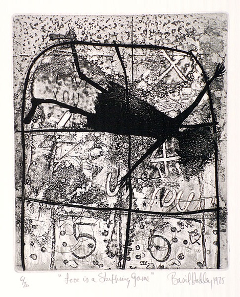 Artist: b'Hadley, Basil.' | Title: b'Love is a skipping game' | Date: 1975 | Technique: b'etching, aquatint and deep etch, printed in black ink, from one plate'