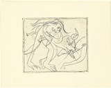 Artist: b'BOYD, Arthur' | Title: b'Nude holding back legs of a ram.' | Date: (1962-63) | Technique: b'drypoint, printed in black ink, from one plate' | Copyright: b'Reproduced with permission of Bundanon Trust'