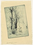 Artist: LONG, Sydney | Title: The green gate | Date: 1928, before | Technique: drypoint, printed in blue ink from one plate | Copyright: Reproduced with the kind permission of the Ophthalmic Research Institute of Australia
