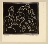 Artist: b'Fry, Ella.' | Title: b'Gossip.' | Date: 1942 | Technique: b'linocut, printed in black ink, from one block'