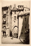 Artist: b'LINDSAY, Lionel' | Title: b'The Zocodover Gate, Toledo' | Date: 1926 | Technique: b'drypoint, printed in warm black ink with plate-tone, from one plate' | Copyright: b'Courtesy of the National Library of Australia'