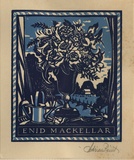 Artist: b'FEINT, Adrian' | Title: b'Bookplate: Enid Mackellar.' | Date: (1942) | Technique: b'wood-engraving, printed in colour, from two blocks in light and dark blue inks' | Copyright: b'Courtesy the Estate of Adrian Feint'