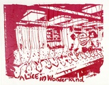 Artist: Gibb, Viva Jillian. | Title: Alice in Wonderland | Date: c.1984 | Technique: screenprint, printed in pink ink, from one stencil