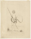 Artist: Dutterrau, Benjamin. | Title: Manalargerna, a celebrated chieftain of the east coast of Van Diemen's Land. | Date: 1835 | Technique: etching, printed in black ink, from one copper plate