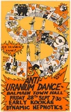 Artist: Lane, Leonie. | Title: Anti-uranium dance Balmain Town Hall...Early Kookas, Dynamic Hepnotics. | Date: 1979 | Technique: screenprint, printed in colour, from three stencils | Copyright: © Leonie Lane