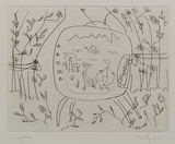 Artist: Risley, Tom. | Title: not titled [crab] [set of 3 etchings #3] | Date: 1990 | Technique: etching, printed in black ink, from one plate; with embossing