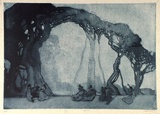 Artist: LONG, Sydney | Title: Fantasy | Date: 1919 | Technique: aquatint and etching, printed in blue ink, from one plate | Copyright: Reproduced with the kind permission of the Ophthalmic Research Institute of Australia