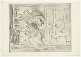 Artist: BOYD, Arthur | Title: Figure with head, bird in interior. | Date: (1968-69) | Technique: etching, printed in black ink, from one plate | Copyright: Reproduced with permission of Bundanon Trust