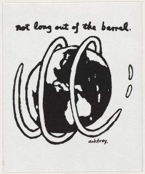 Artist: b'WORSTEAD, Paul' | Title: b'Not long out of the barrel' | Date: 1992 | Technique: b'screenprint, printed in black ink, from one stencil' | Copyright: b'This work appears on screen courtesy of the artist'