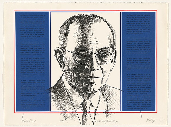 Artist: b'Kelly, William.' | Title: b'J W Fulbright words and image.' | Date: 1996 | Technique: b'screenprint, printed in colour, from three stencils'