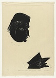 Artist: AMOR, Rick | Title: Peter Levi Oxford Professor of poetry reading. | Date: 1987 | Technique: woodcut, printed in black ink, from one block