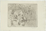 Artist: b'WALKER, Murray' | Title: b'Children playing at Kallista.' | Date: 1966 | Technique: b'etching, printed in black ink, from one plate'