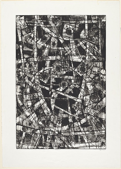 Artist: b'Kemp, Roger.' | Title: b'Complex three.' | Date: c.1975 | Technique: b'etching, printed in black ink, from one magnesium plate'