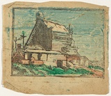 Artist: Bell, George.. | Title: (Industrial building). | Technique: woodcut, printed in colour, from multiple blocks