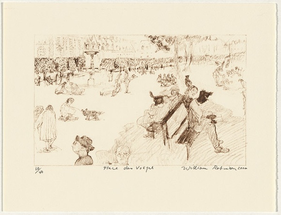 Artist: b'Robinson, William.' | Title: b'Place des Vosges' | Date: 2000 | Technique: b'lithograph, printed in brown ink, from one plate'