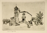 Artist: b'LINDSAY, Lionel' | Title: b'The village square' | Date: 1921 | Technique: b'etching, printed in black ink with plate-tone, from one plate' | Copyright: b'Courtesy of the National Library of Australia'