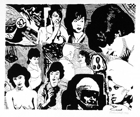 Artist: b'Larter, Richard.' | Title: b'no title (Portraits of women)' | Date: 1968 | Technique: b'screenprint, printed in black ink, from one stencil'