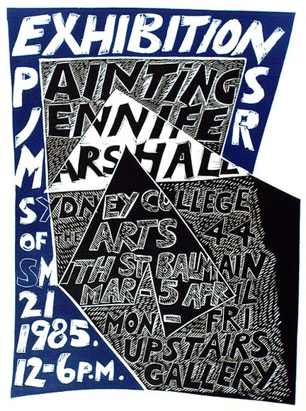 Artist: b'Marshall, Jennifer.' | Title: b'Exhibition paintings. Jennifer Marshall, Sydney College of the Arts' | Date: 1985 | Technique: b'woodcut, printed in colour, from multiple blocks'