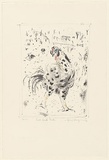 Artist: b'MACQUEEN, Mary' | Title: b'Outback chook' | Date: 1981 | Technique: b'lithograph, printed in black ink, from one plate; hand-coloured' | Copyright: b'Courtesy Paulette Calhoun, for the estate of Mary Macqueen'