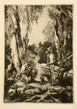 Artist: b'LINDSAY, Lionel' | Title: b'Billy tea.' | Date: 1931 | Technique: b'aquatint,etching, burnishing and roulette, printed in black ink, from one plate' | Copyright: b'Courtesy of the National Library of Australia'