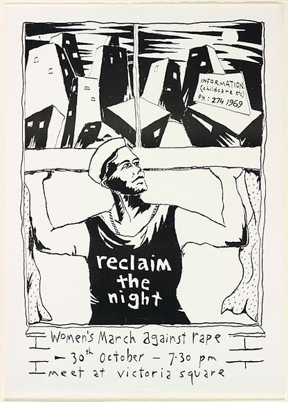 Artist: b'UNKNOWN,' | Title: bReclaim the night: women's march against rape | Technique: b'off-set lithograph, in black ink, from one plate'