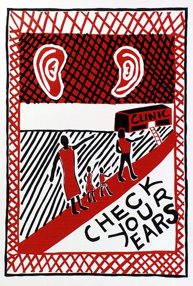Artist: b'McMahon, Marie.' | Title: b'Check your ears' | Date: 1990 | Technique: b'screenprint, printed in colour, from two stencils'
