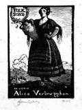 Artist: b'LINDSAY, Lionel' | Title: b'Book plate: Alice Verbrugghen' | Date: 1920 | Technique: b'wood-engraving, printed in black ink, from one block' | Copyright: b'Courtesy of the National Library of Australia'