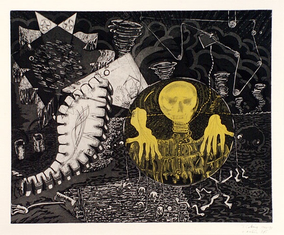 Artist: b'COLEING, Tony' | Title: b'not titled.' | Date: 1990-91 | Technique: b'etching and aquatint, printed in colour, from multiple plates'