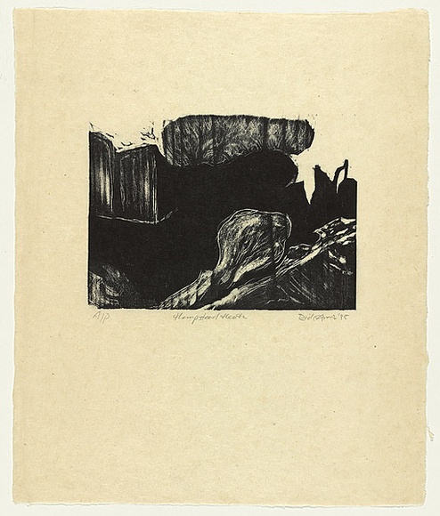 Artist: b'AMOR, Rick' | Title: b'Hampstead Heath.' | Date: 1985 | Technique: b'woodcut, printed in black ink, from one block'