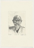 Title: Self portrait at 58. | Date: 2006 | Technique: etching, printed in black ink, from one plate