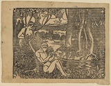 Artist: b'LINDSAY, Lionel' | Title: b'not titled [Arcadian landscape].' | Date: 1899 | Technique: b'woodcut, printed in black ink, from one block' | Copyright: b'Courtesy of the National Library of Australia'