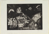 Artist: b'SCHEPERS, Karin' | Title: b'In the forest of the night.' | Date: 1962 | Technique: b'sugarlift aquatint, etching and drypoint, printed in black ink, from one copper plate'