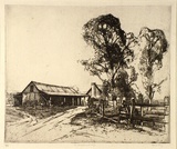 Artist: b'LONG, Sydney' | Title: b<p>The blacksmith's shop</p> | Date: (1928) | Technique: b'line-etching, printed in black ink from one copper plate' | Copyright: b'Reproduced with the kind permission of the Ophthalmic Research Institute of Australia'