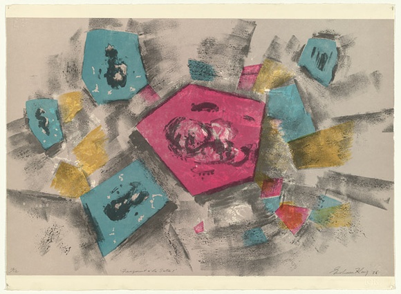 Artist: b'KING, Grahame' | Title: b'Fragment a la Sartie I' | Date: 1986 | Technique: b'lithograph, printed in colour, from five stones [or plates]'