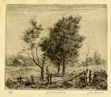 Artist: Farmer, John. | Title: Blackwoods. | Date: c.1948 | Technique: etching, printed in brown ink with plate-tone, from one plate