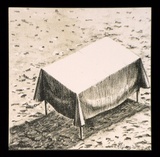 Artist: Keeling, David. | Title: (table covered with table cloth). | Date: 1996 | Technique: lithograph, printed in colour, from two stone plates | Copyright: This work appears on screen courtesy of the artist and copyright holder