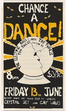 Artist: Lightbody, Graham. | Title: Chance a dance! The Electric Fans and The Things. | Date: (1980) | Technique: screenprint, printed in colour, from two stencils | Copyright: Courtesy Graham Lightbody