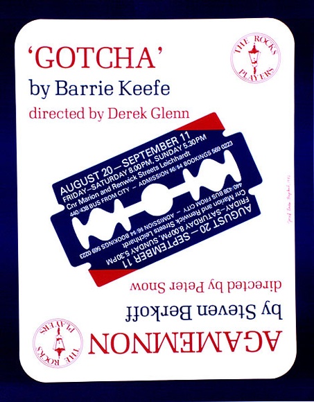 Artist: b'Stejskal, Josef Lada.' | Title: b'Agamemnon by Steven Berkoff: Directed by Peter Snow. Gotcha by Barrie Keefe: directed by Derek Glenn. The Rocks Players.' | Date: 1982 | Technique: b'offset-lithograph, printed in black ink, from one plate'